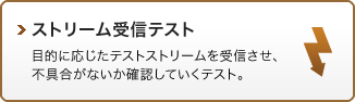 ストリーム受信テスト：目的に応じたテストストリームを受信させ、不具合がないか確認していくテスト。